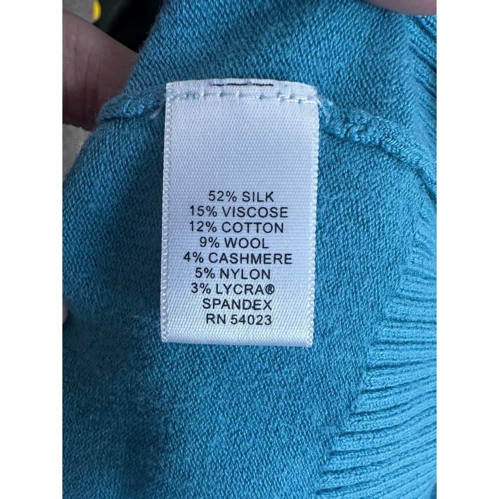 Banana Republic Silk Cotton Cashmere Turtleneck Sweater Teal Blue Womens XS - Picture 6 of 6